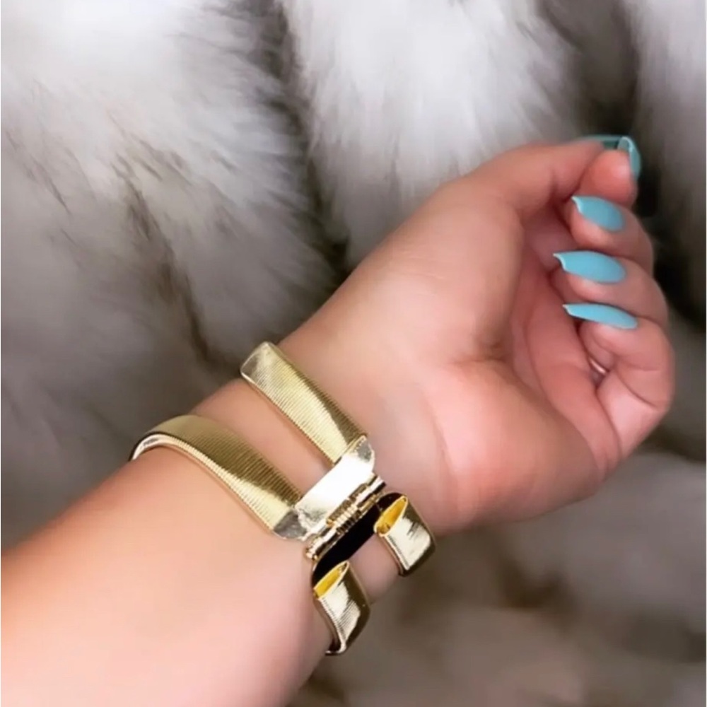 Gold Wide  Cuff Bangle Bracelet RESTOCKED - Picture 6 of 8